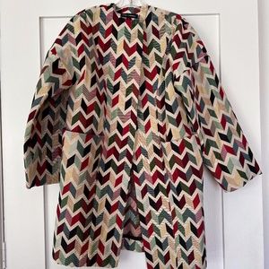 Carla Fernandez   2 pocket  coat. Multicolor chevron pattern. Size 1